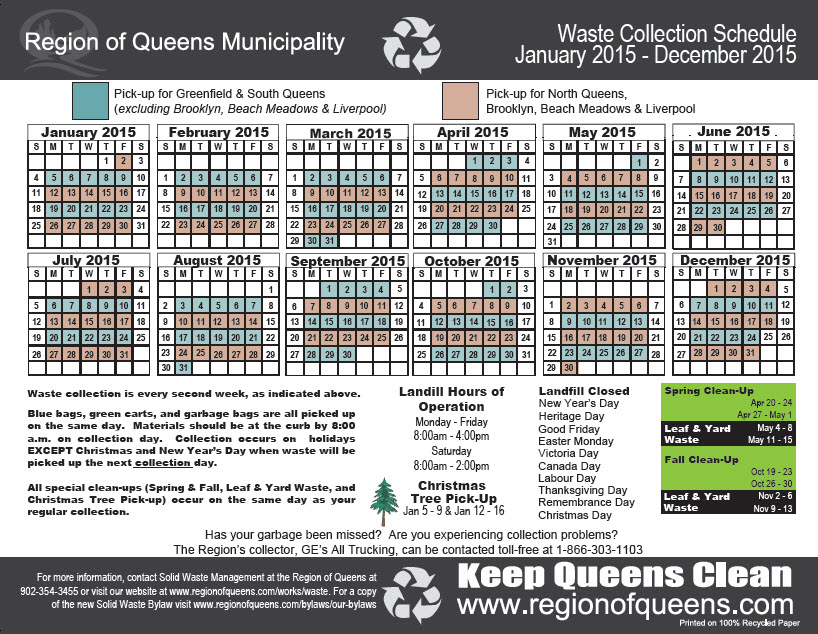 2015 RoQM Waste Collection Schedule